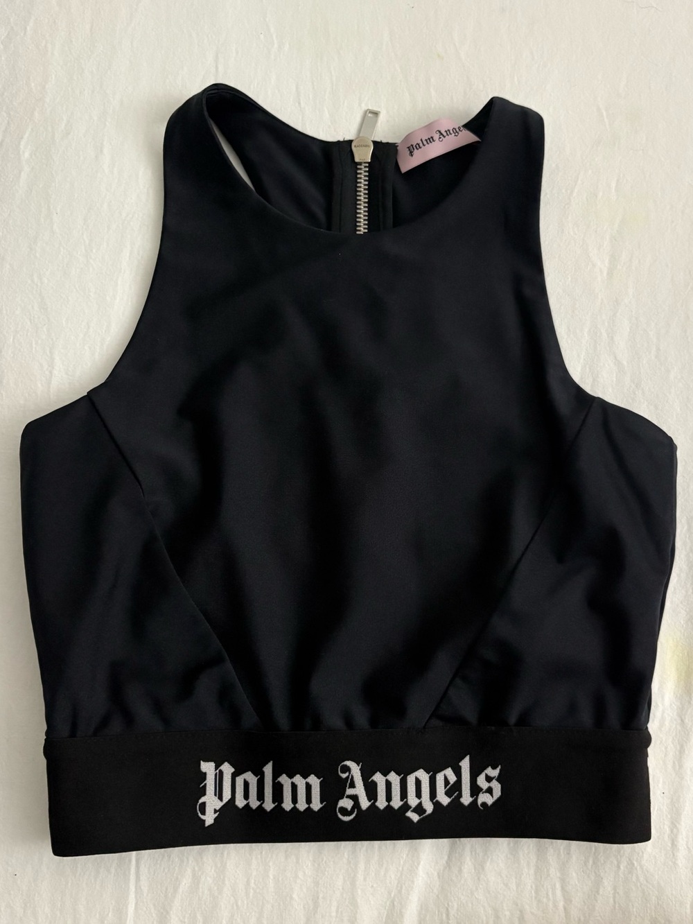 Palm Angels Black Logo Crop Sports Bra